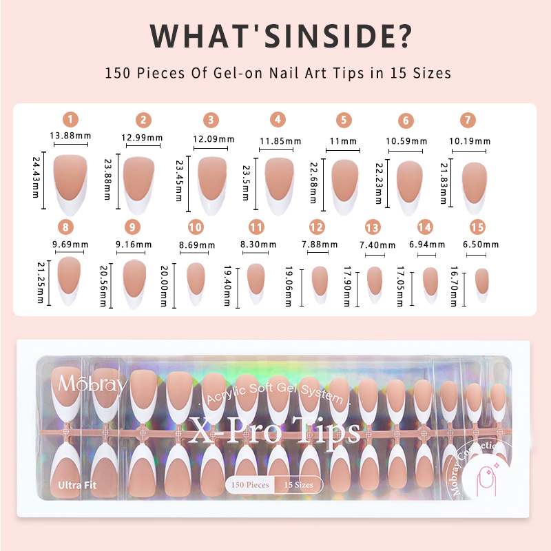 115 press on nail size