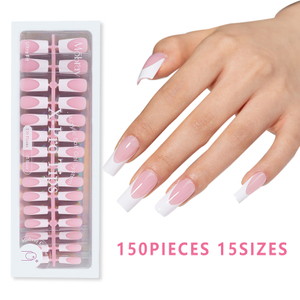 Factory Supplied Long Square Shape Pink Press on Nail